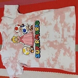 Super Mario Kids Pink Tie-Dye T-Shirt VGC Size 8.